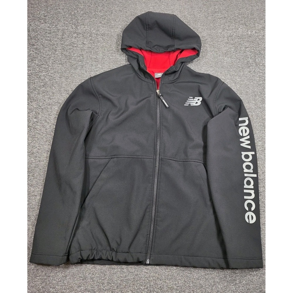 New Balance Mens Softshell Zip Up Hoodie Black Lined Jacket Size Small